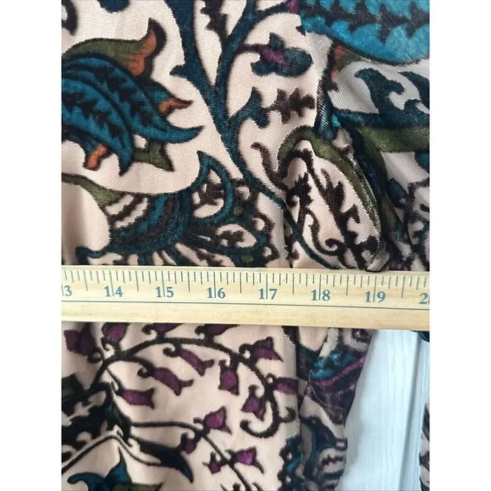 Alexia Admor Velvet Patterned Burnout Dress Size M Tunic Bell‎ Sleeve V Neck